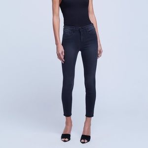 L'Agence Margot High Rise Skinny Jean in Dark Graphite, Super Stretch - Size 26